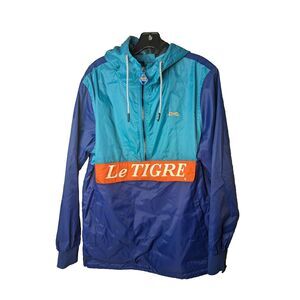 Le‎ Tigre Mens Half Zip Colorblock Multi Pullover Windbreaker Jacket Small